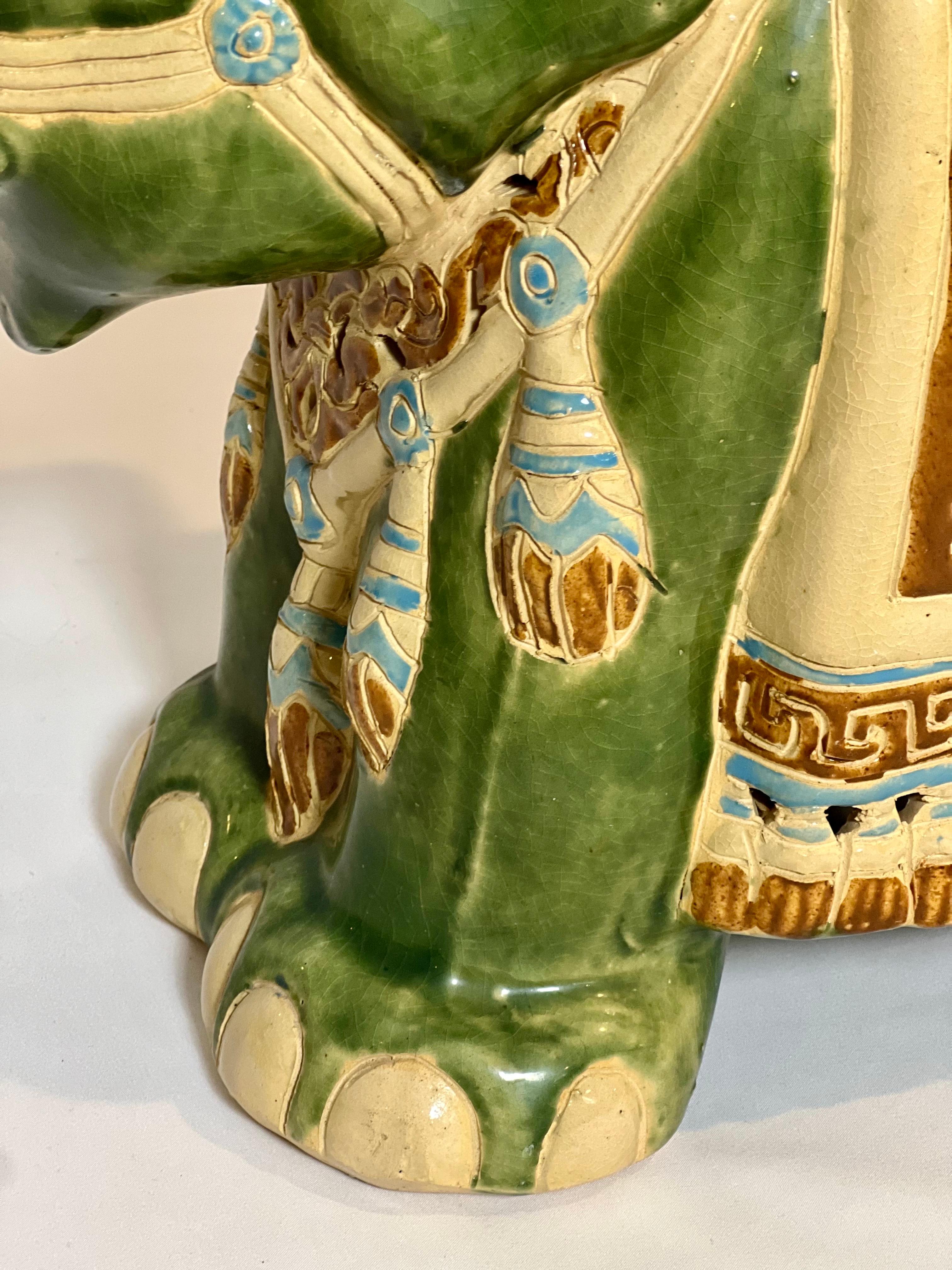 Vintage Glazed Ceramic Elephant Garden Stool, Side Table or Plant Stand im Angebot 5