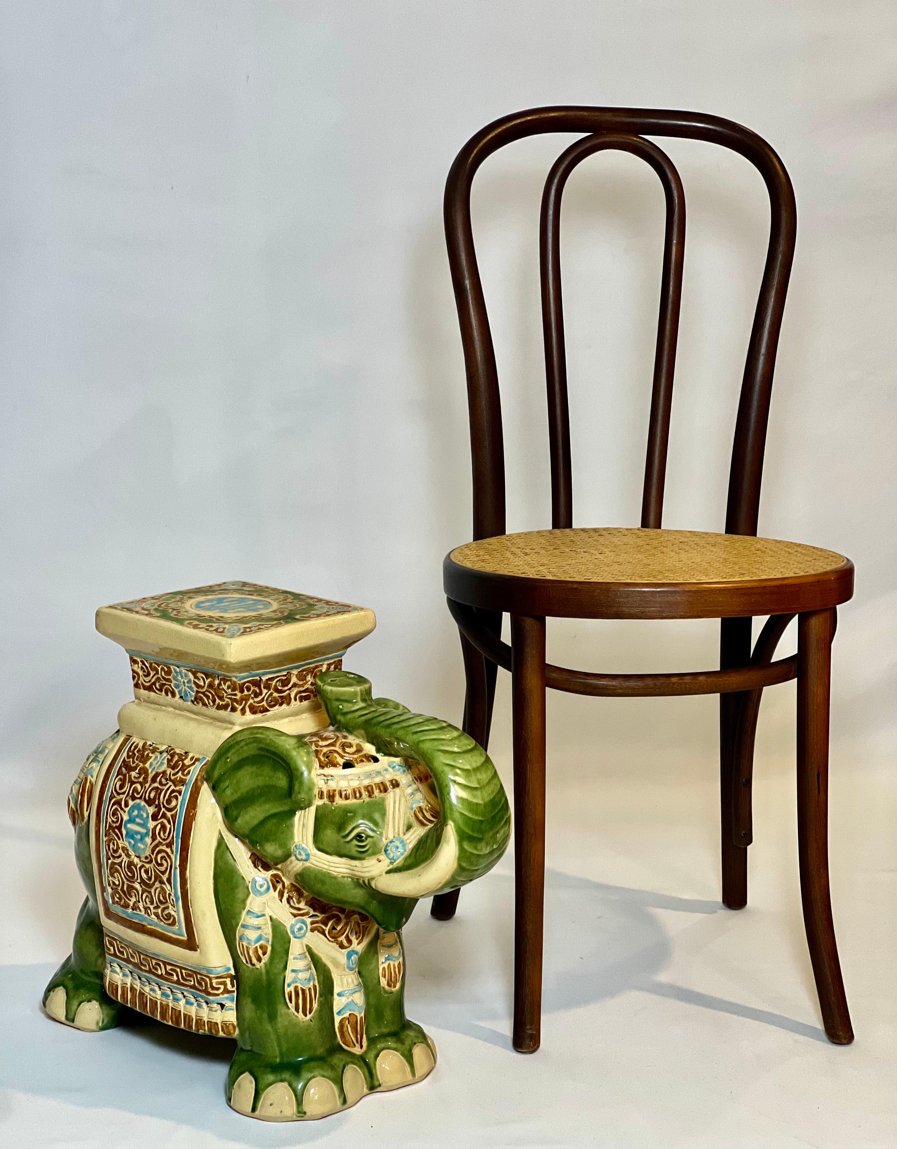Vintage Glazed Ceramic Elephant Garden Stool, Side Table or Plant Stand For Sale 7