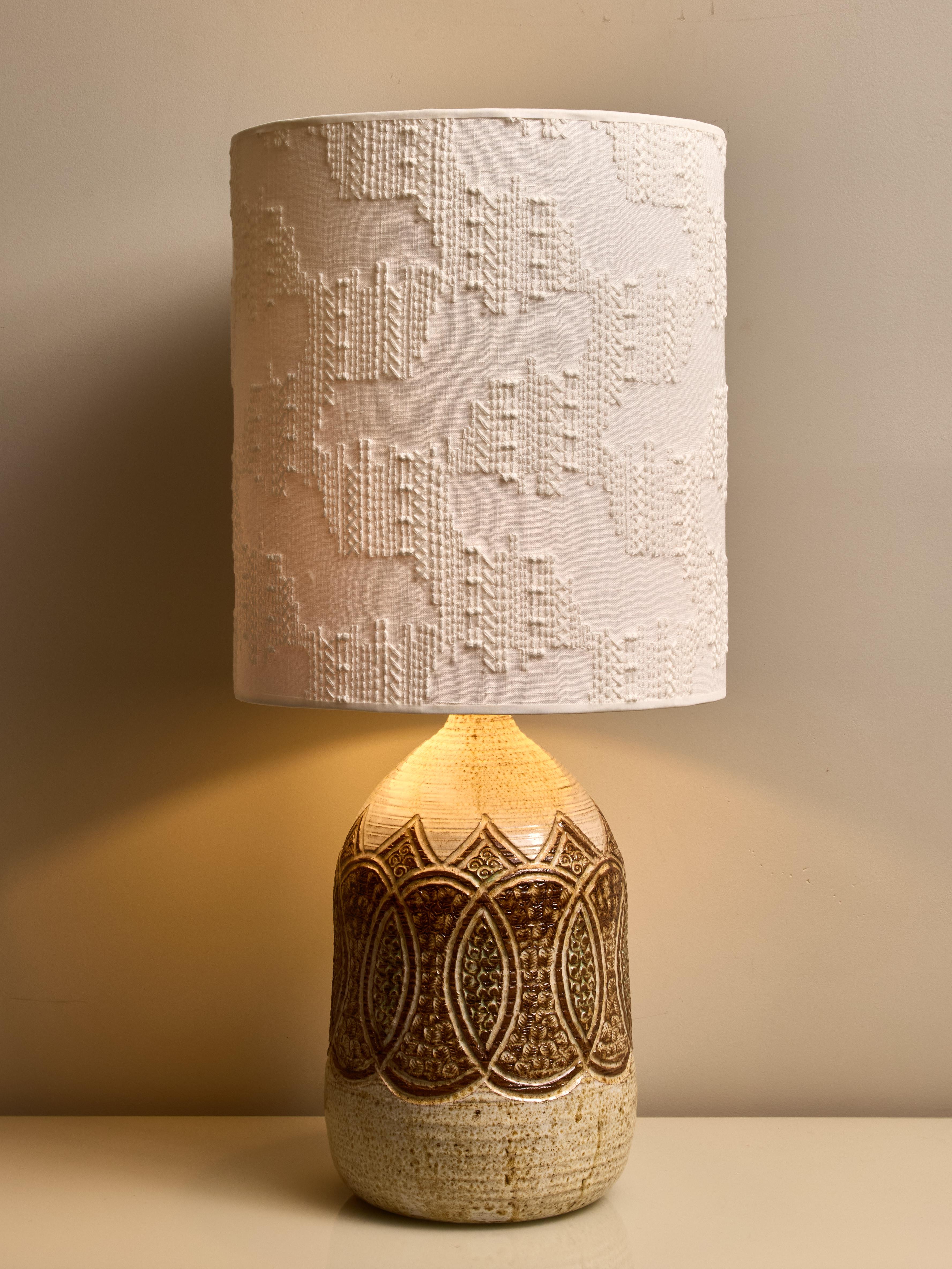 Französische glasierte Vintage-Tischlampe aus Keramik von Marcel Giraud (Moderne der Mitte des Jahrhunderts) im Angebot