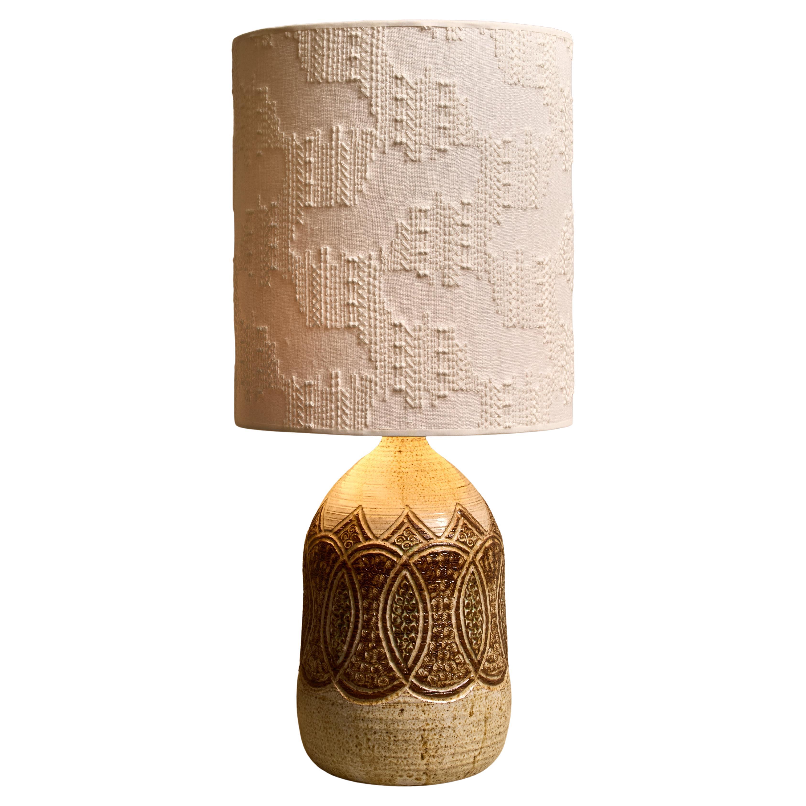 Französische glasierte Vintage-Tischlampe aus Keramik von Marcel Giraud im Angebot
