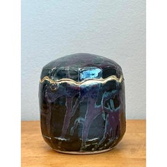 Vintage Glazed Ceramic Lidded Jar