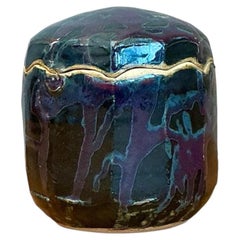 Vintage Glazed Ceramic Lidded Jar