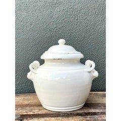 Vintage Glazed Ceramic Lidded Urn