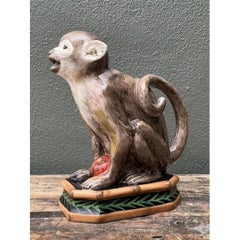 Vintage Glazed Ceramic Monkey Pitcher