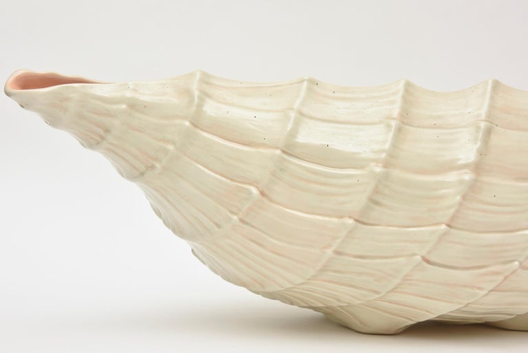 Ceramic Glazed Shell Bowl Centerpiece Vintage at 1stDibs