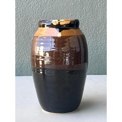 Vintage Glazed Ceramic Pottery Vase