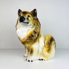 Vintage glazed ceramic sculpture dog Italy 1960s