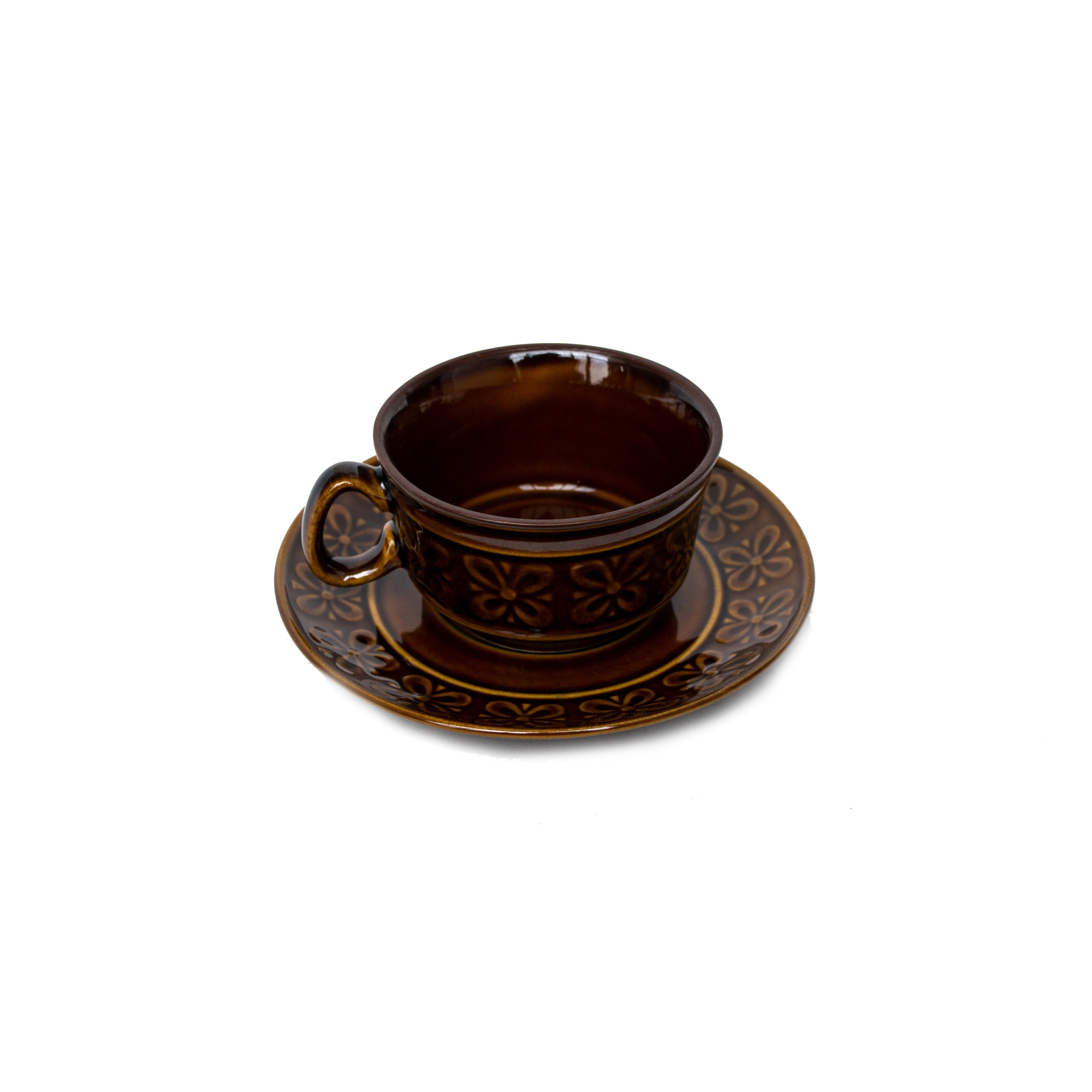Vintage Glazed Ceramic Tea/Coffee Set of Seven, from Sweden 1970s For Sale 3