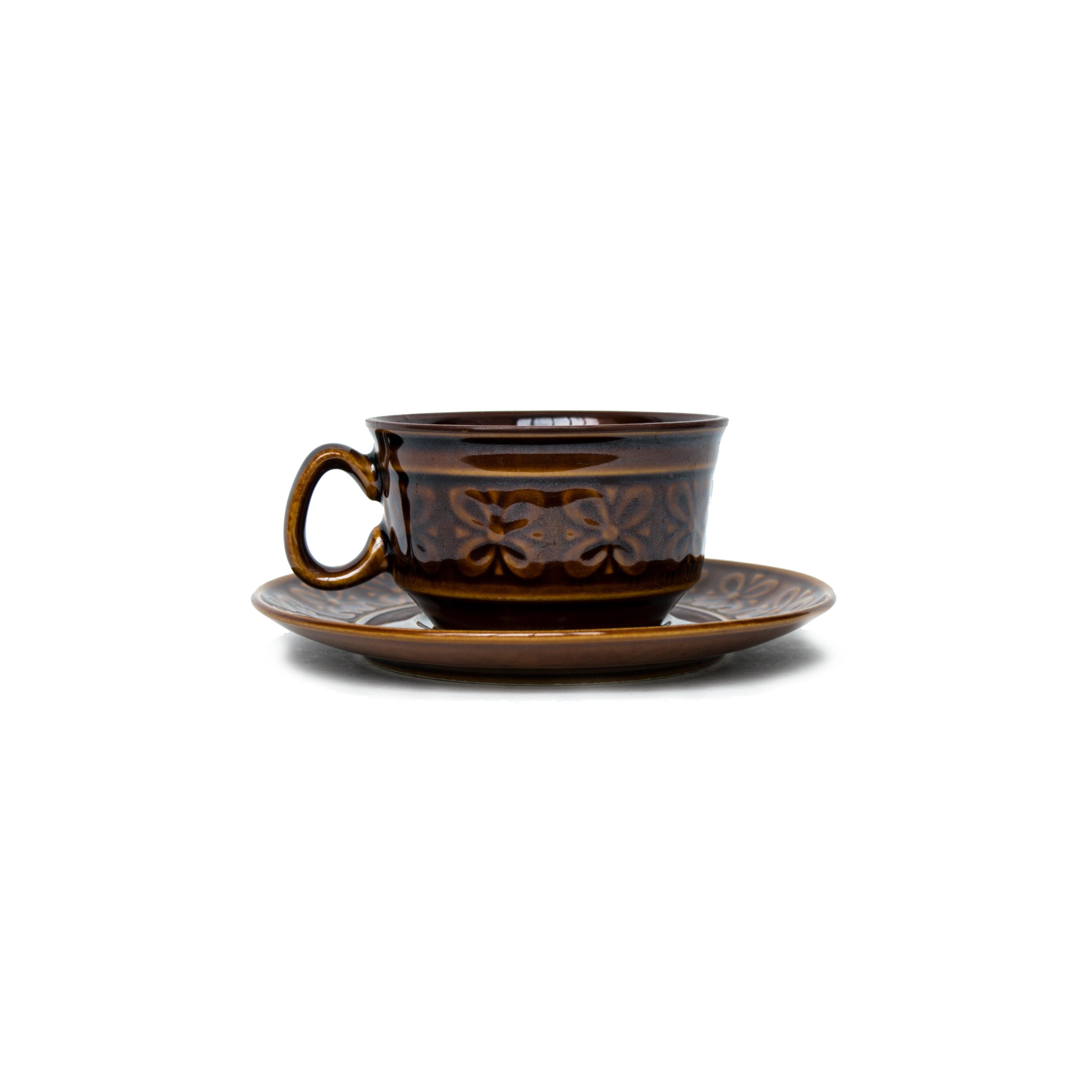Vintage Glazed Ceramic Tea/Coffee Set of Seven, from Sweden 1970s For Sale 2