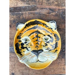 Piatto tigre in ceramica smaltata vintage