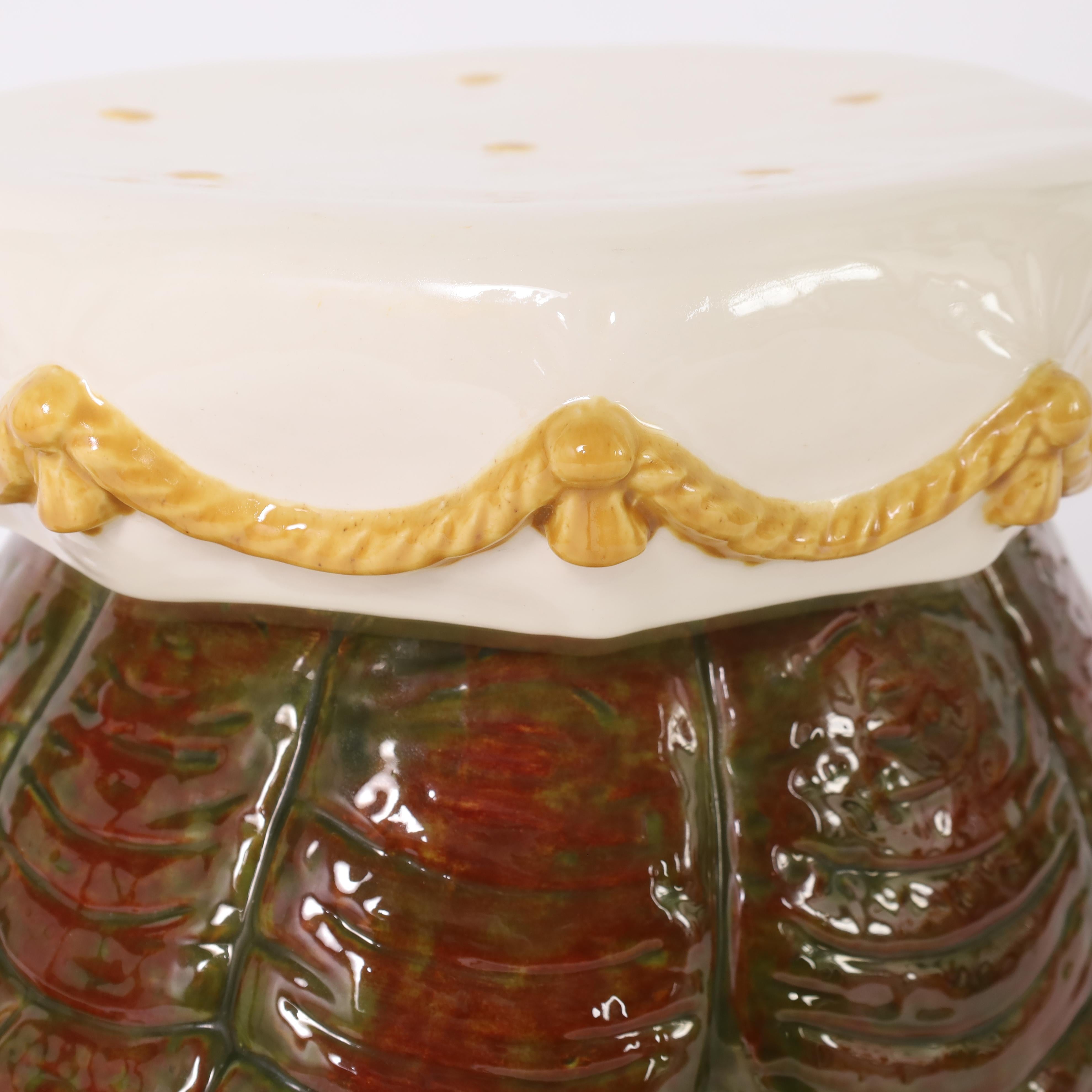 20th Century Vintage Glazed Ceramic Tortoise Garden Seat