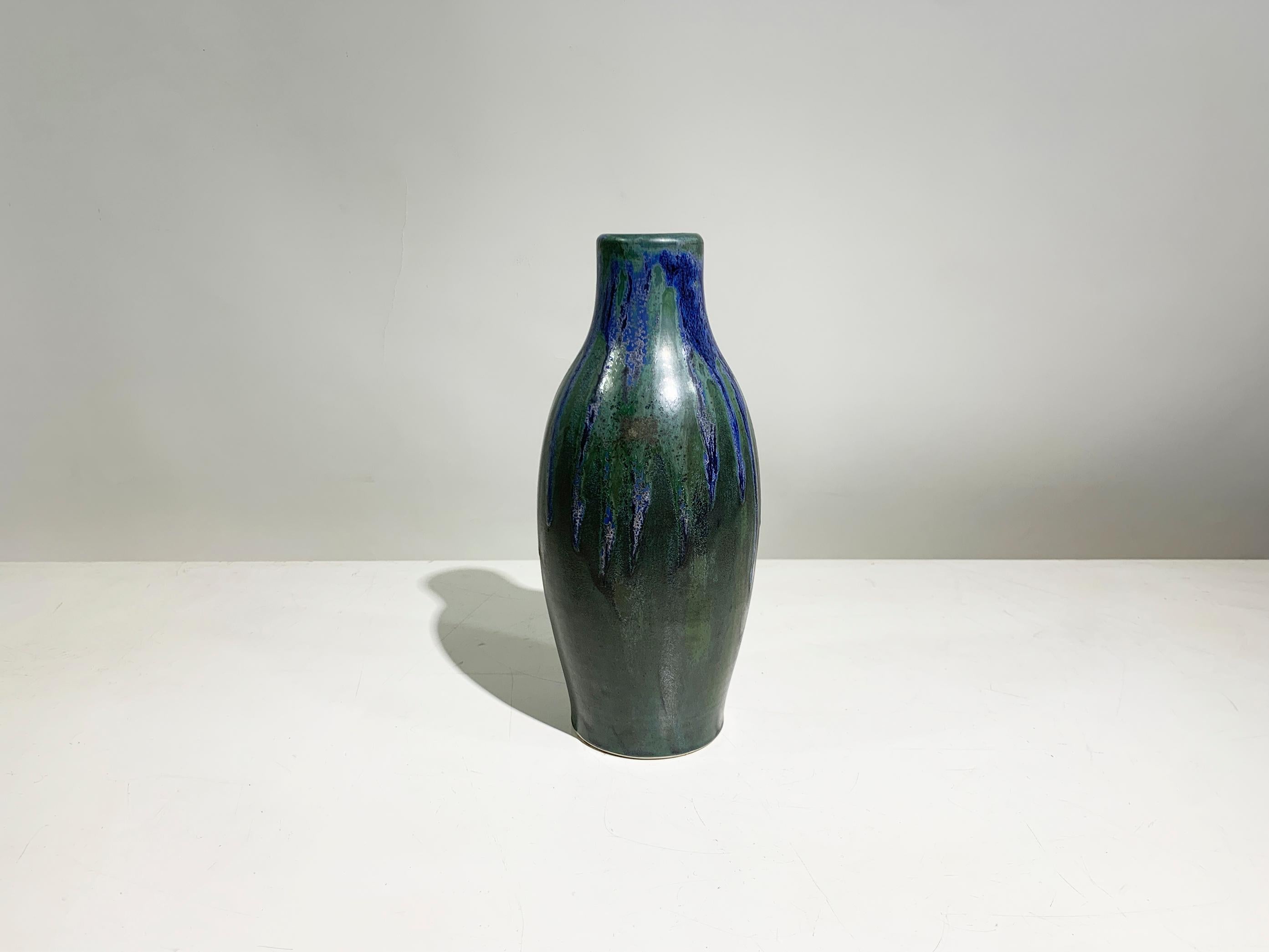 Belgian Vintage Glazed Ceramic Vase, Marked 