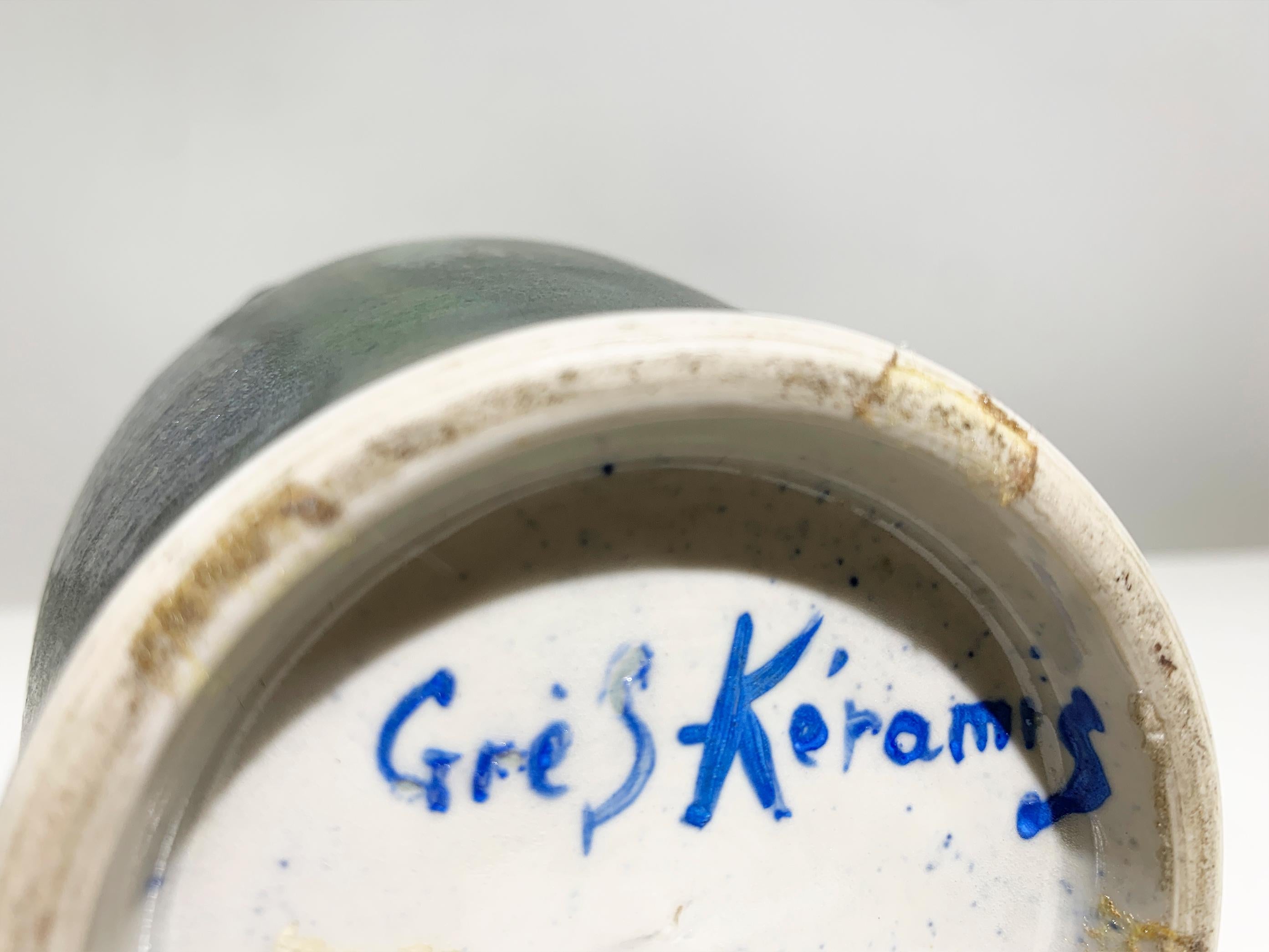 Vintage Glazed Ceramic Vase, Marked 