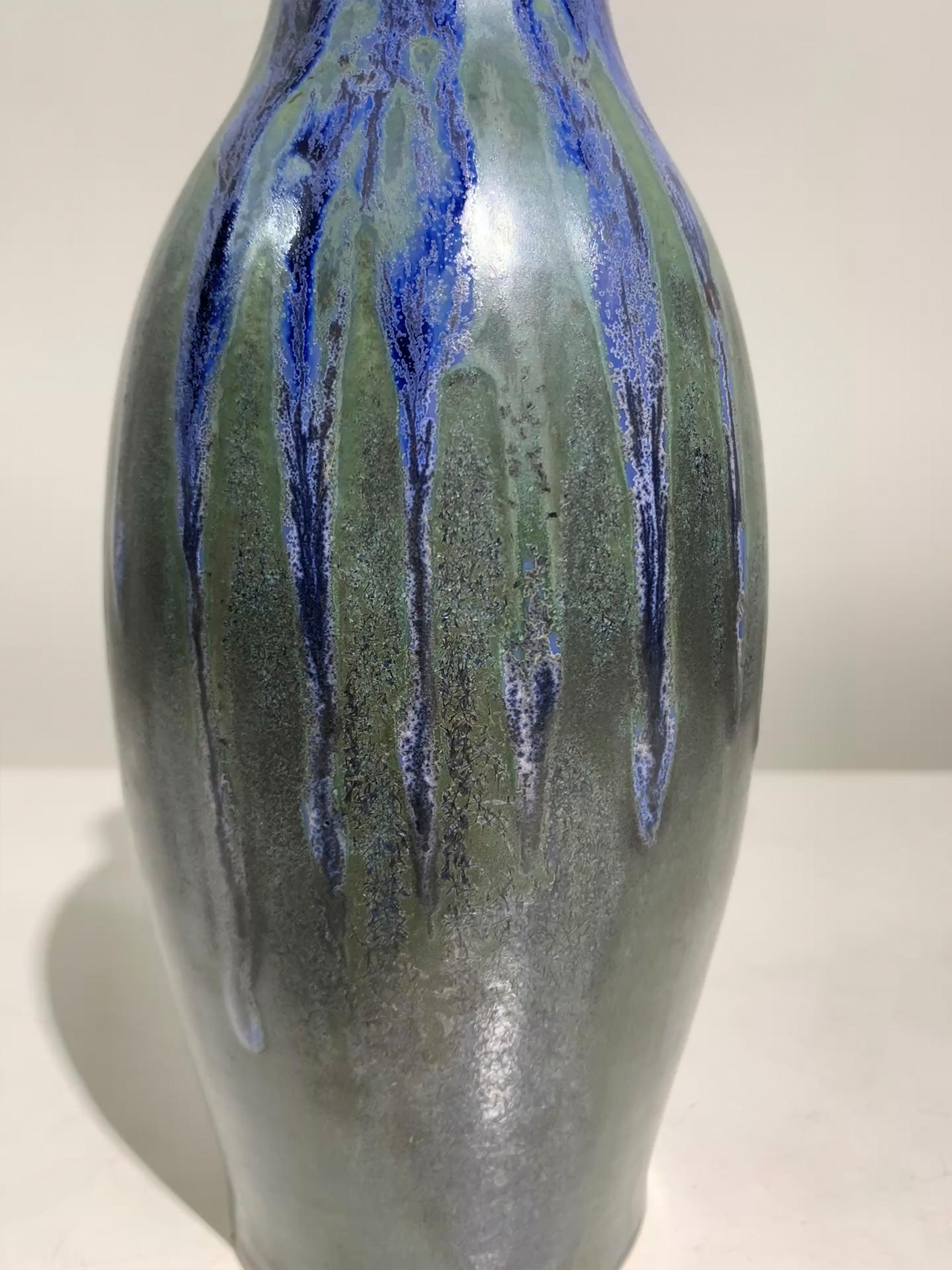 Vintage Glazed Ceramic Vase, Marked 