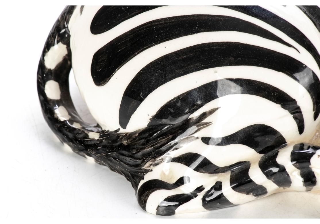 Americano Figura di zebra in ceramica smaltata vintage di The Townsends, USA in vendita