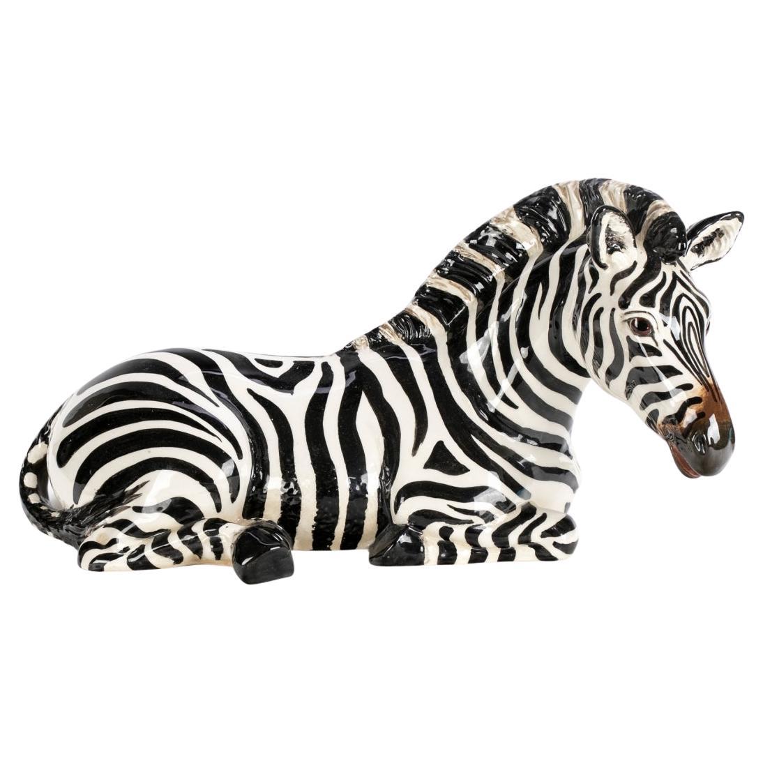 Vintage Glazed Ceramic Zebra Figure By The Townsends, USA