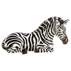 Vintage Glazed Ceramic Zebra Figure By The Townsends, USA