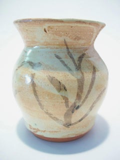 Jarrón vintage de terracota esmaltada y decorada Studio Pottery - Años 70 aproximadamente