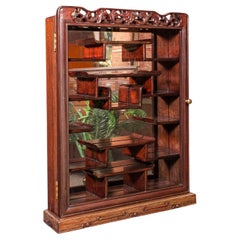 Vintage Glazed Display Cabinet, Chinese, Walnut Collector's Whatnot, Art Deco