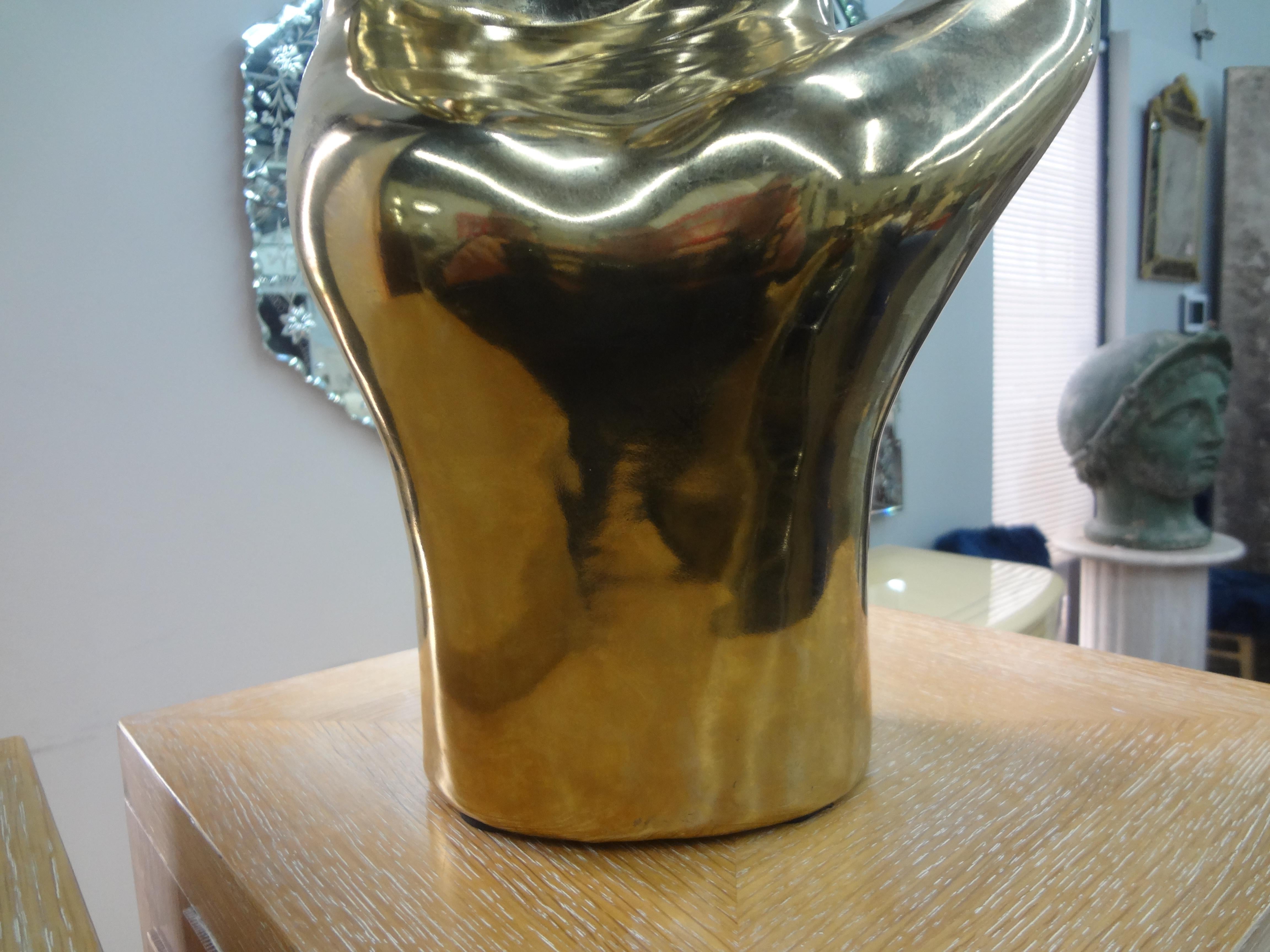 Sculpture vintage en céramique émaillée et dorée à la main en vente 2