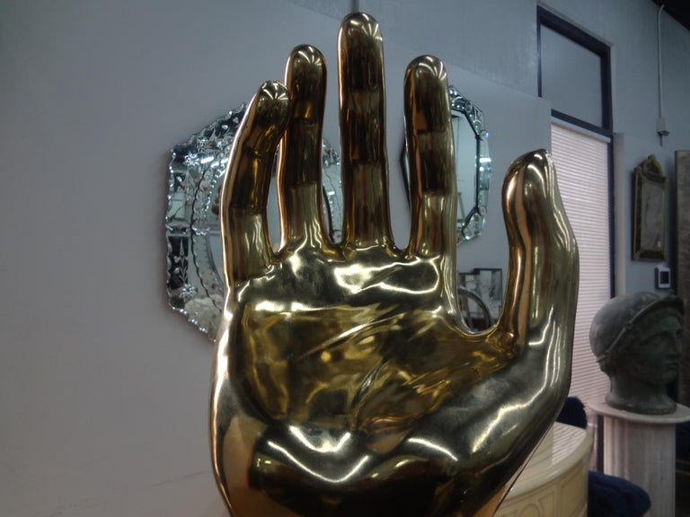 Vintage Glazed Gilt Ceramic Hand Sculpture For Sale at 1stDibs