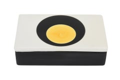 Scatola con coperchio in ceramica smaltata vintage Raymor Geometrico Bianco Nero Giallo