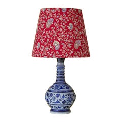 Vintage Glazed Sandstone Table Lamp with Customized Shade, France, 20th Century