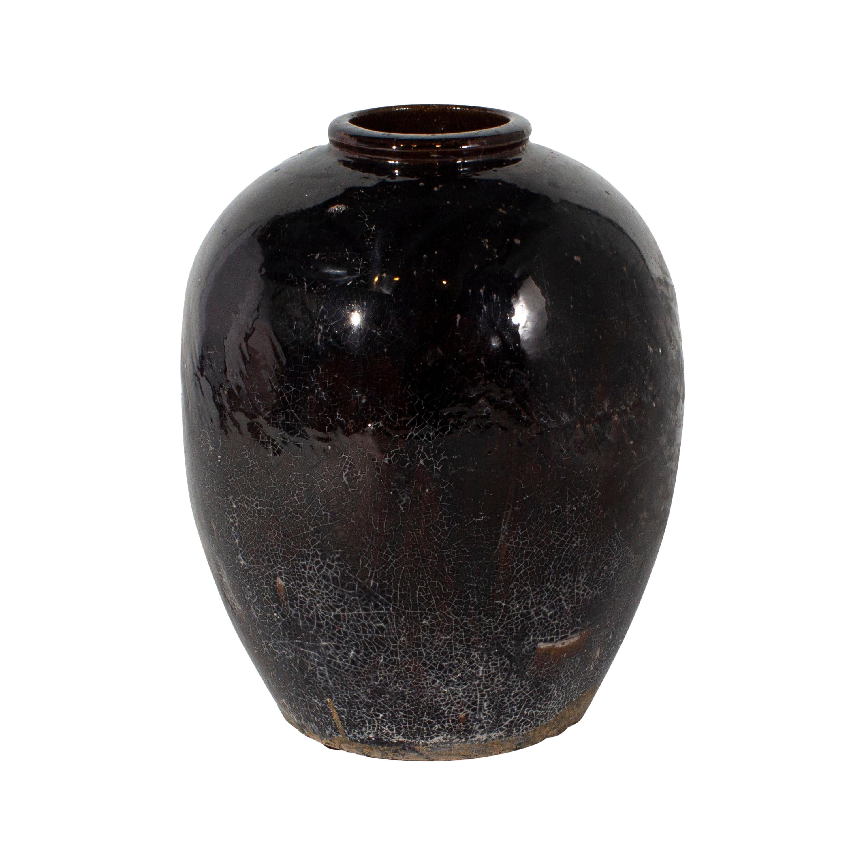 Vintage Glazed Small Mouth Storage Jar (JAR) en vente