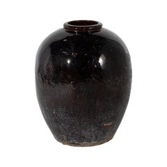 Vintage Glazed Small Mouth Storage Jar