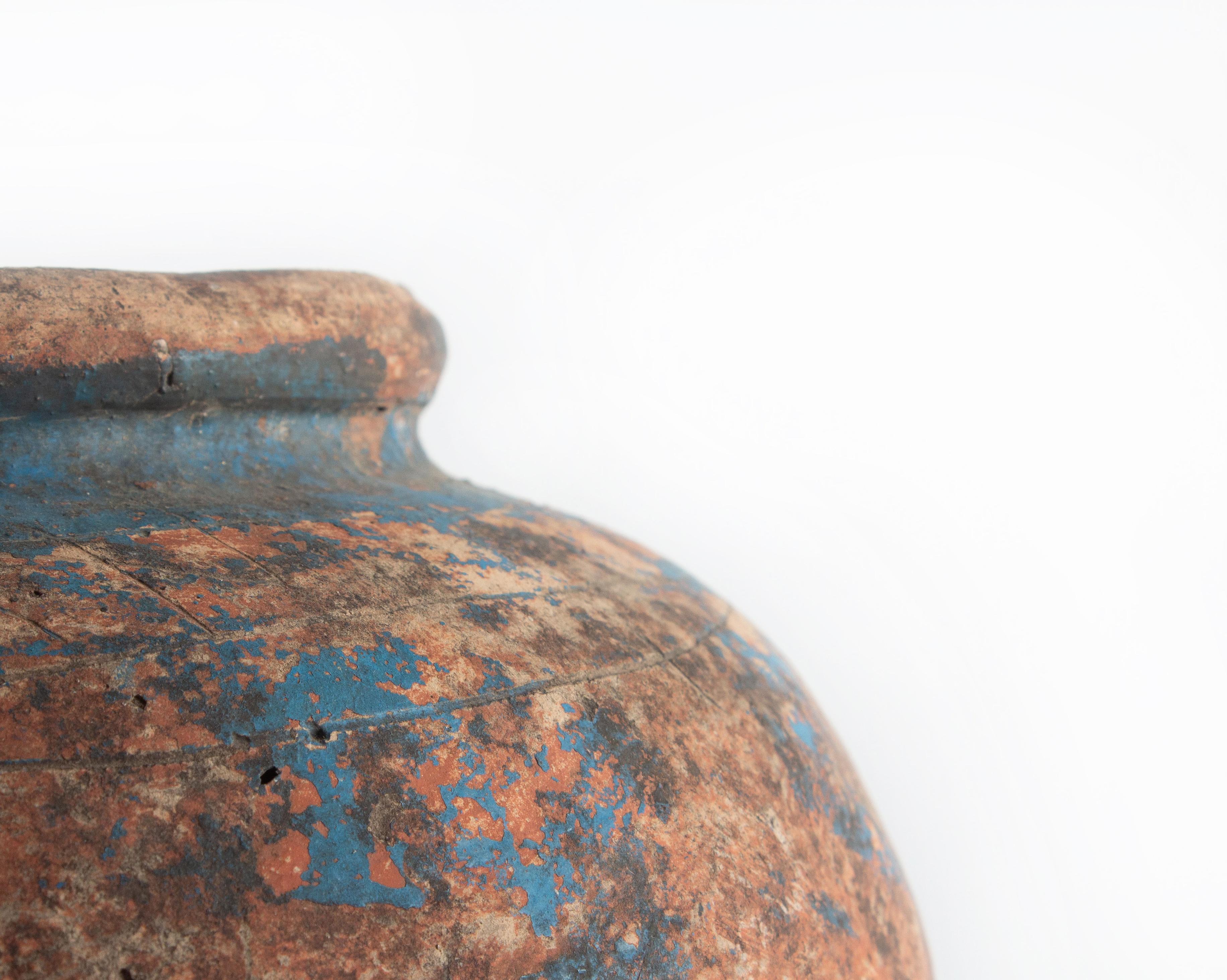 French Provincial Vintage Glazed South Asian Terracotta Storage Jar