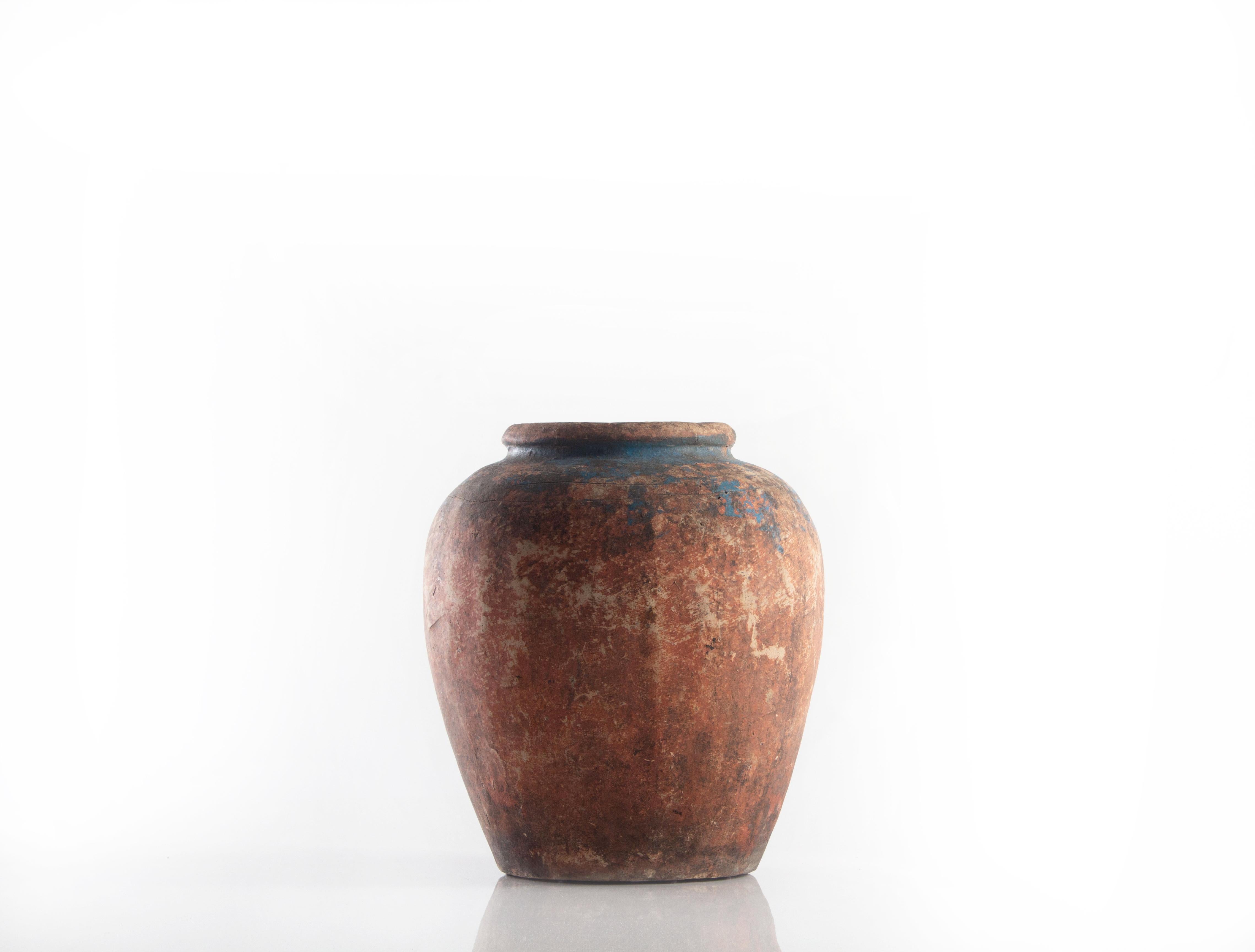 Vintage glazed South Asian terracotta storage jar.

All jars vary slightly from jar in picture. No 2 jars are identical.