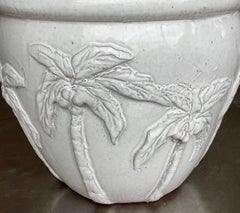 Vintage Glazed Terra Cotta Palm Tree Planters - a Pair