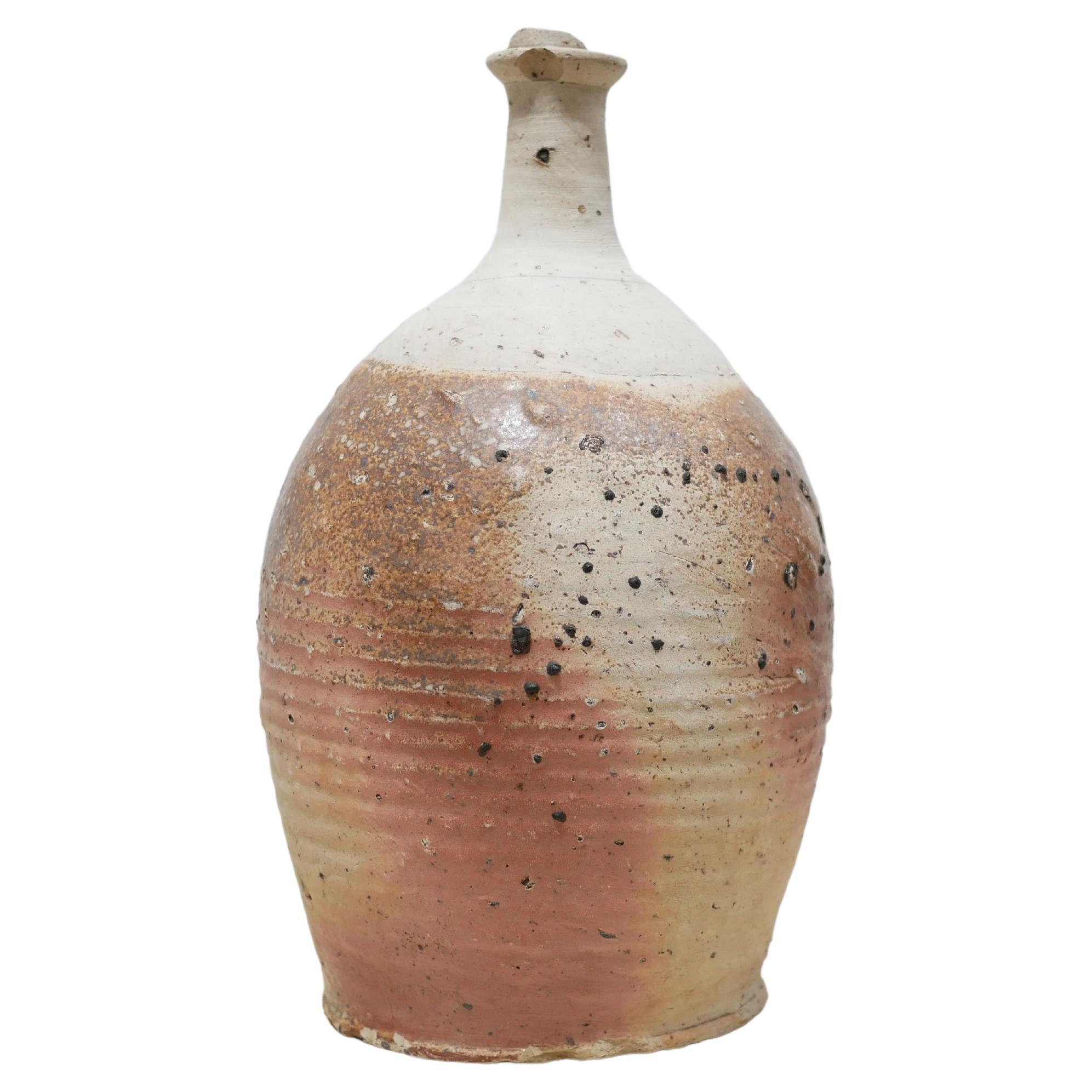 Vintage Glazed Terracotta Jar For Sale