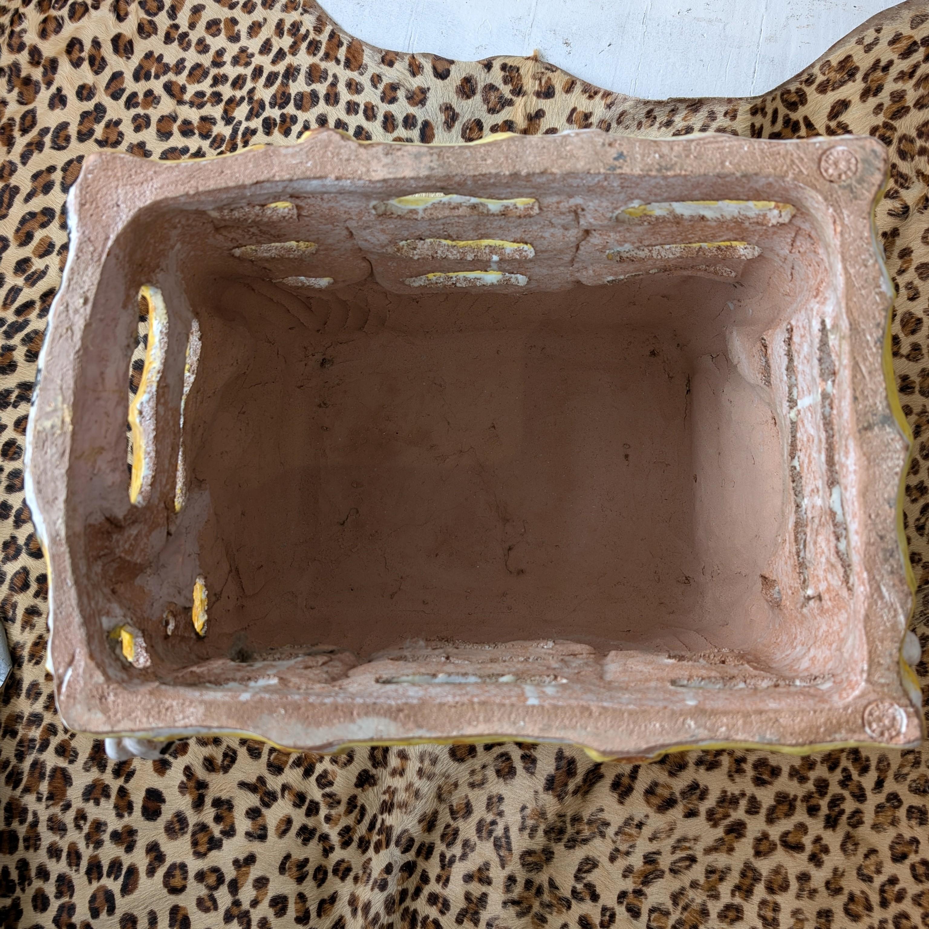 Vintage glazed terracotta side table/stool in bamboo and leopard hide design For Sale 8