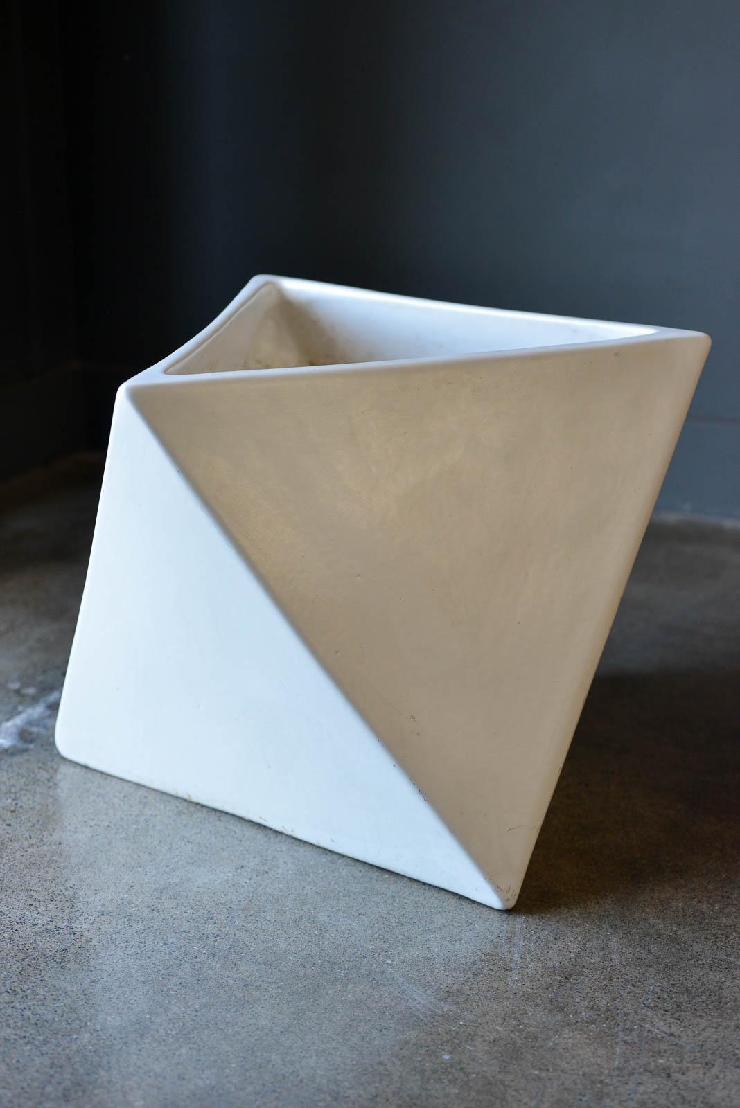 Mid-Century Modern Vintage Glazed Trapezoid Studio Ceramics Planter, ca. 1970 For Sale