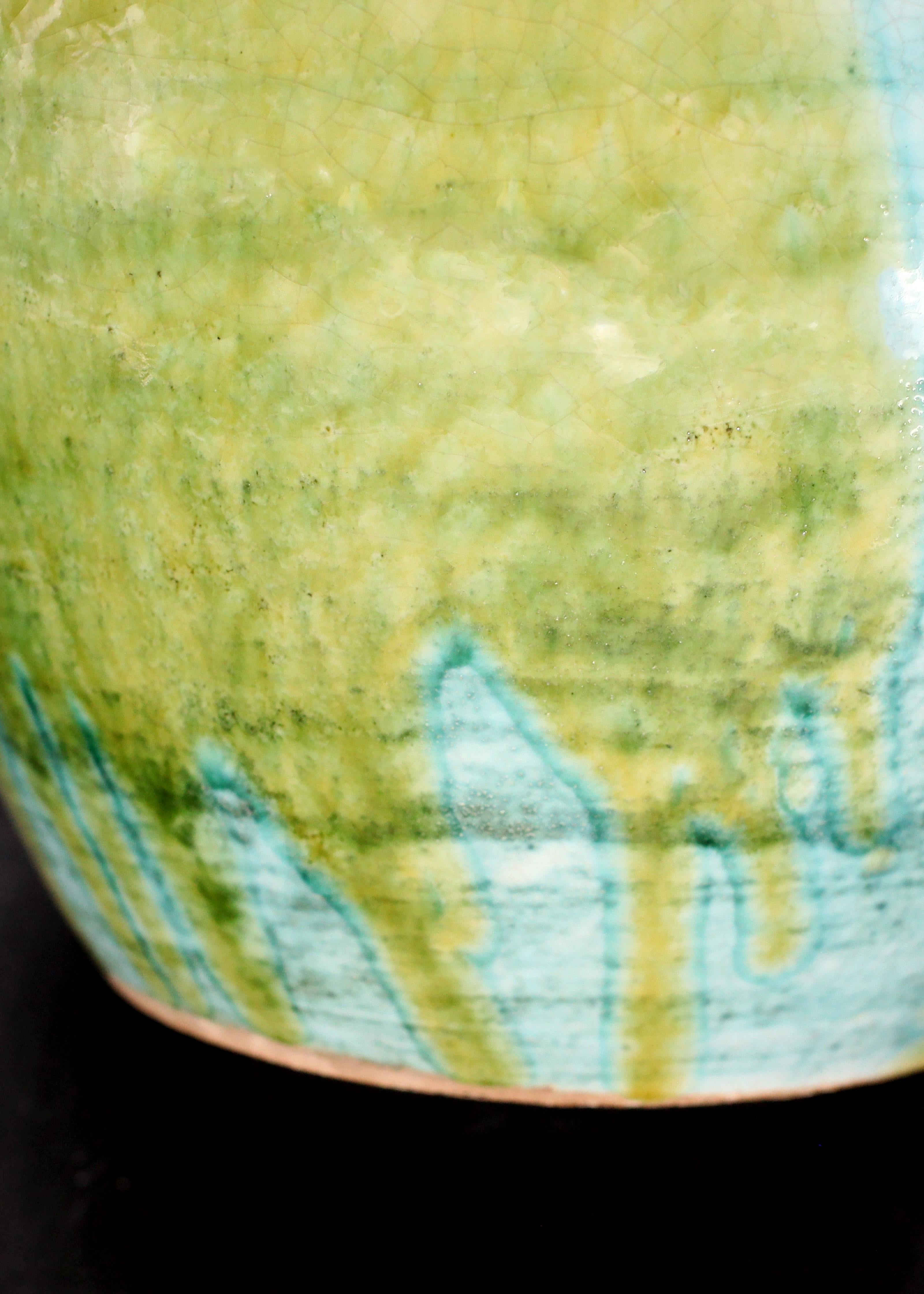 Vintage Glazed Vietri Vase In Good Condition For Sale In Austin, TX