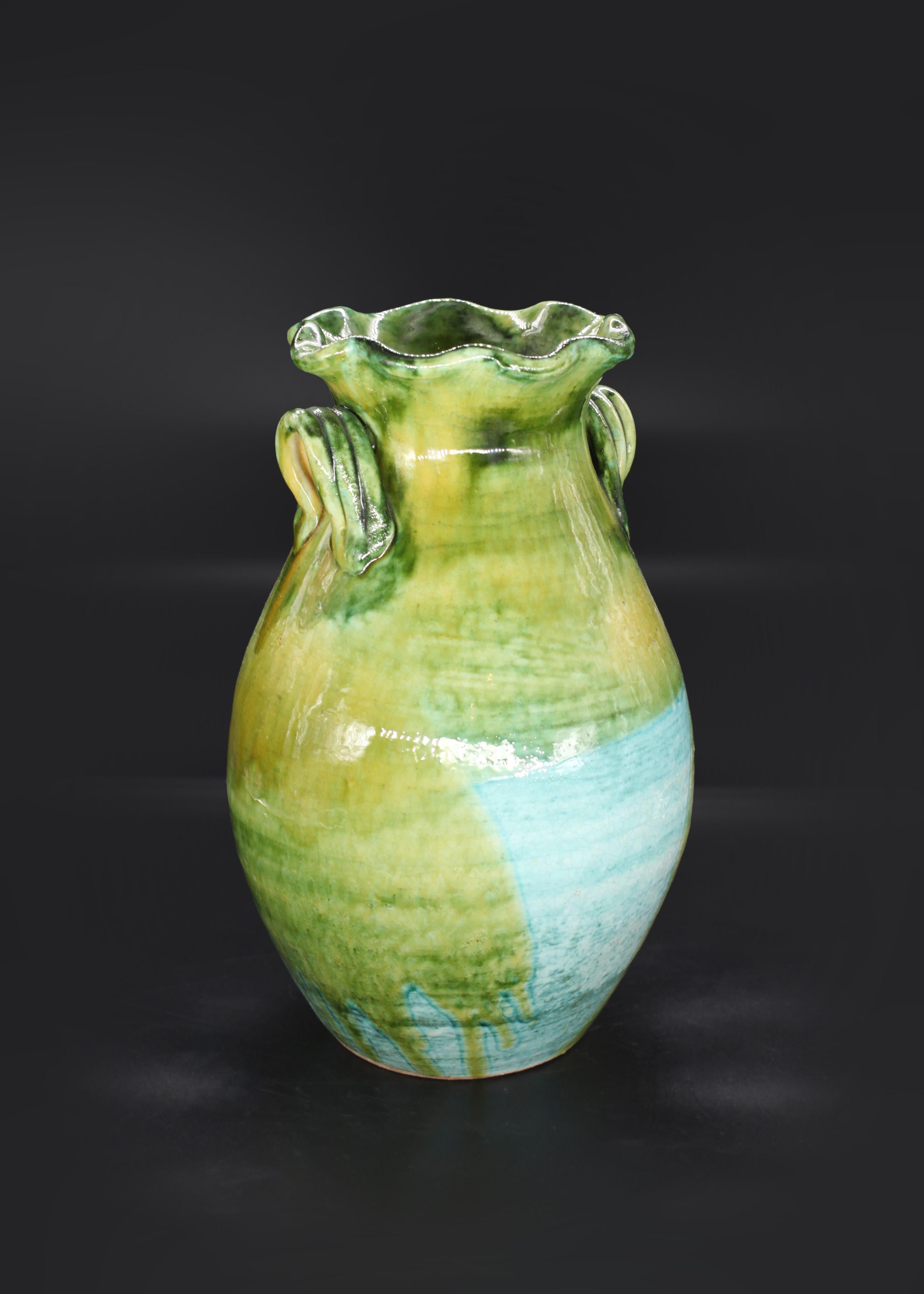20th Century Vintage Glazed Vietri Vase For Sale