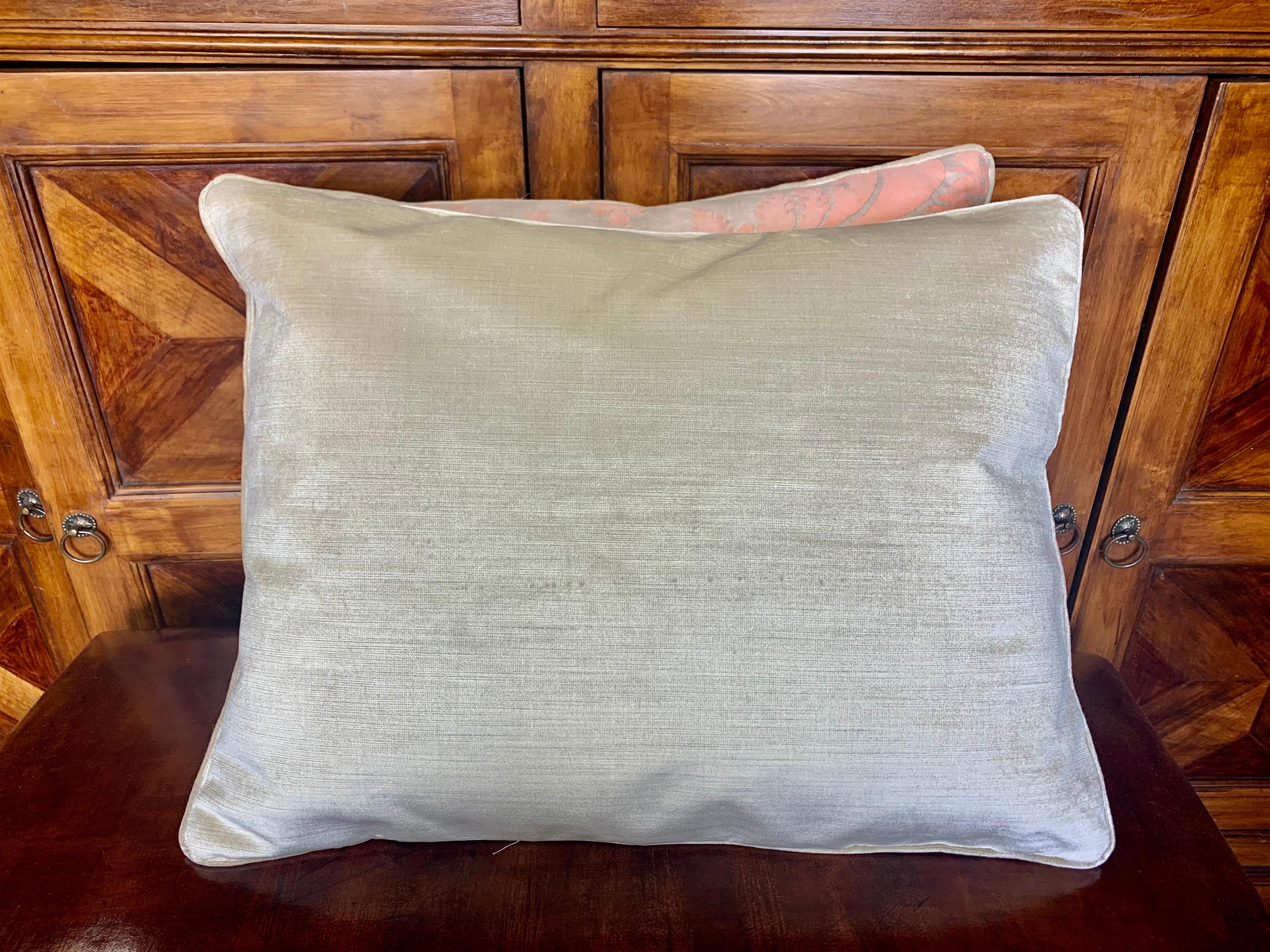 Late 20th Century Vintage Glicine Patterned Fortuny Pillows, Apricot & Silvery Gray