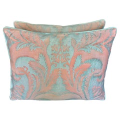Vintage Glicine Patterned Fortuny Pillows, Apricot & Silvery Gray