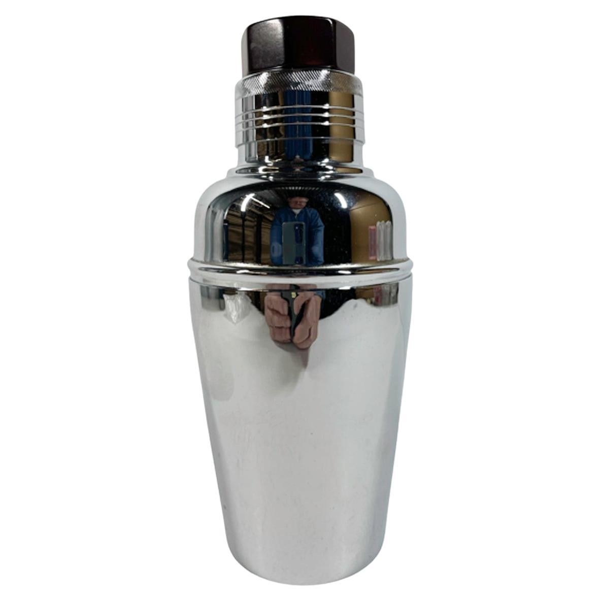 Vintage GloHill Chrome Cobbler Type Cocktail Shaker w/Red Bakelite Cap