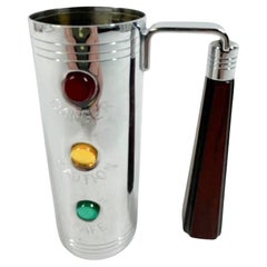 Mesure spirituelle/Jigger vintage en chrome Glo-Hill "Traffic Light" avec poignée en bambou