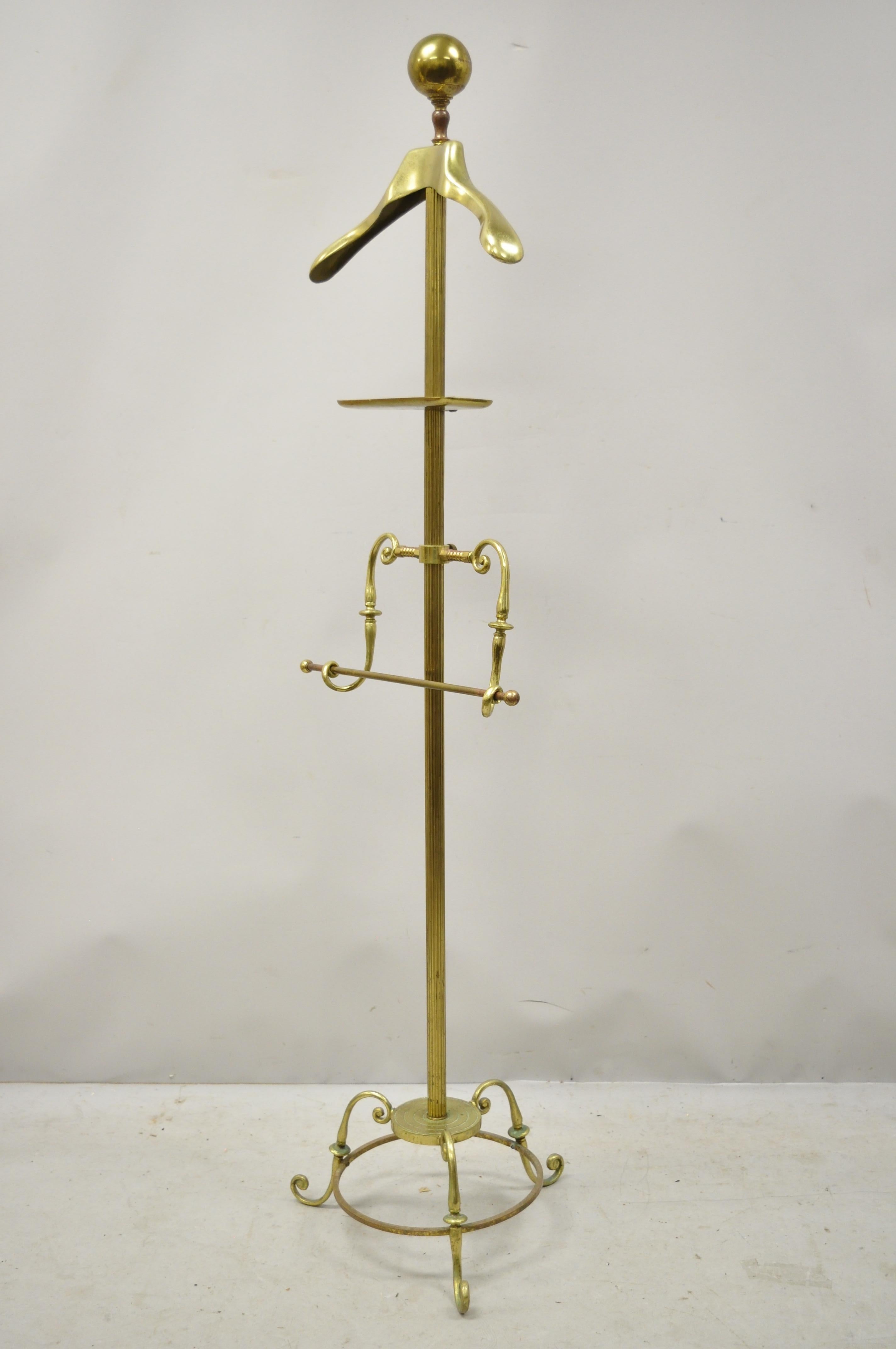 Vintage Glo-Mar Brass Cannonball Art Deco Gentlemans Suit Clothing Valet Stand 5