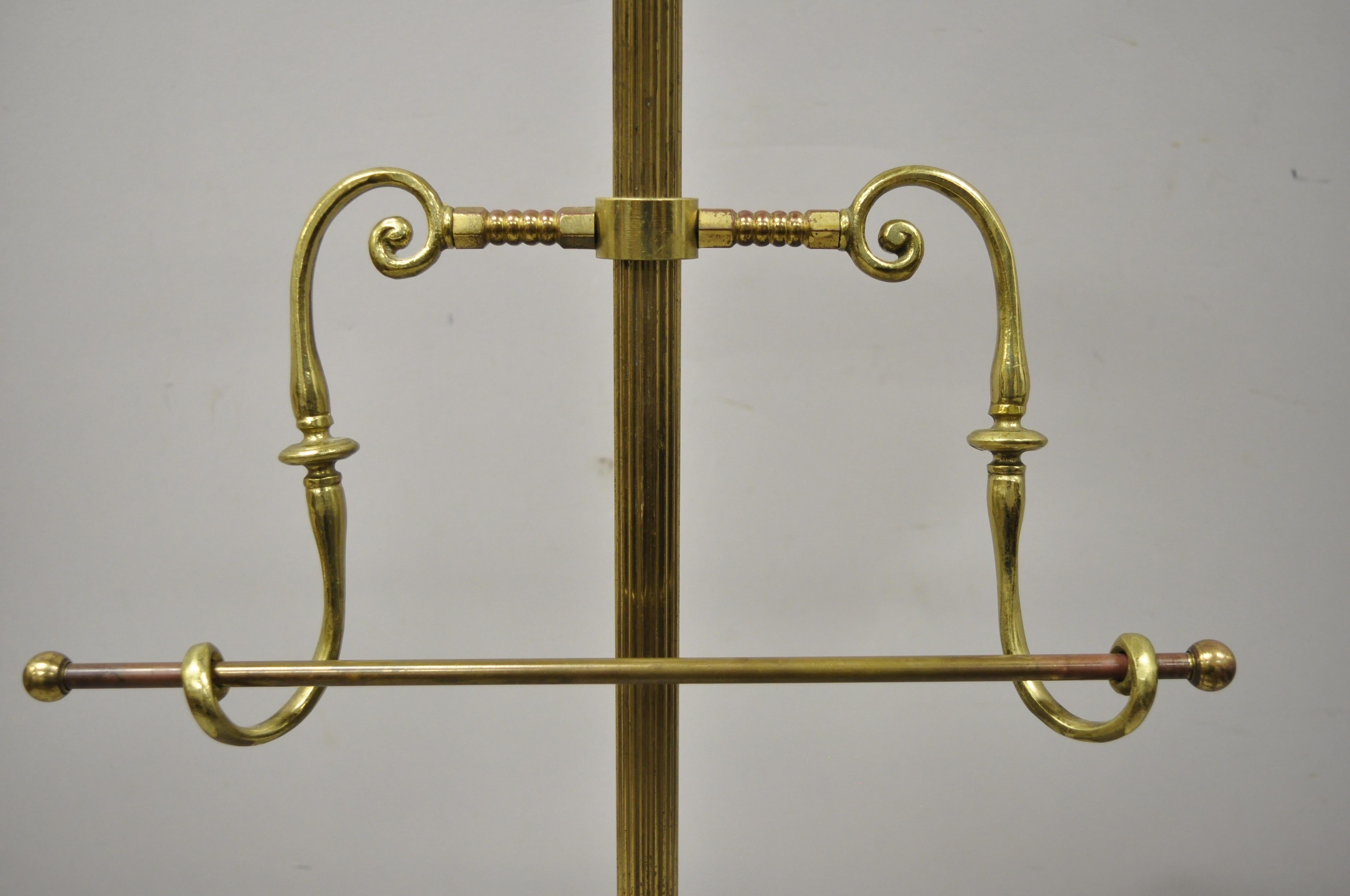 North American Vintage Glo-Mar Brass Cannonball Art Deco Gentlemans Suit Clothing Valet Stand
