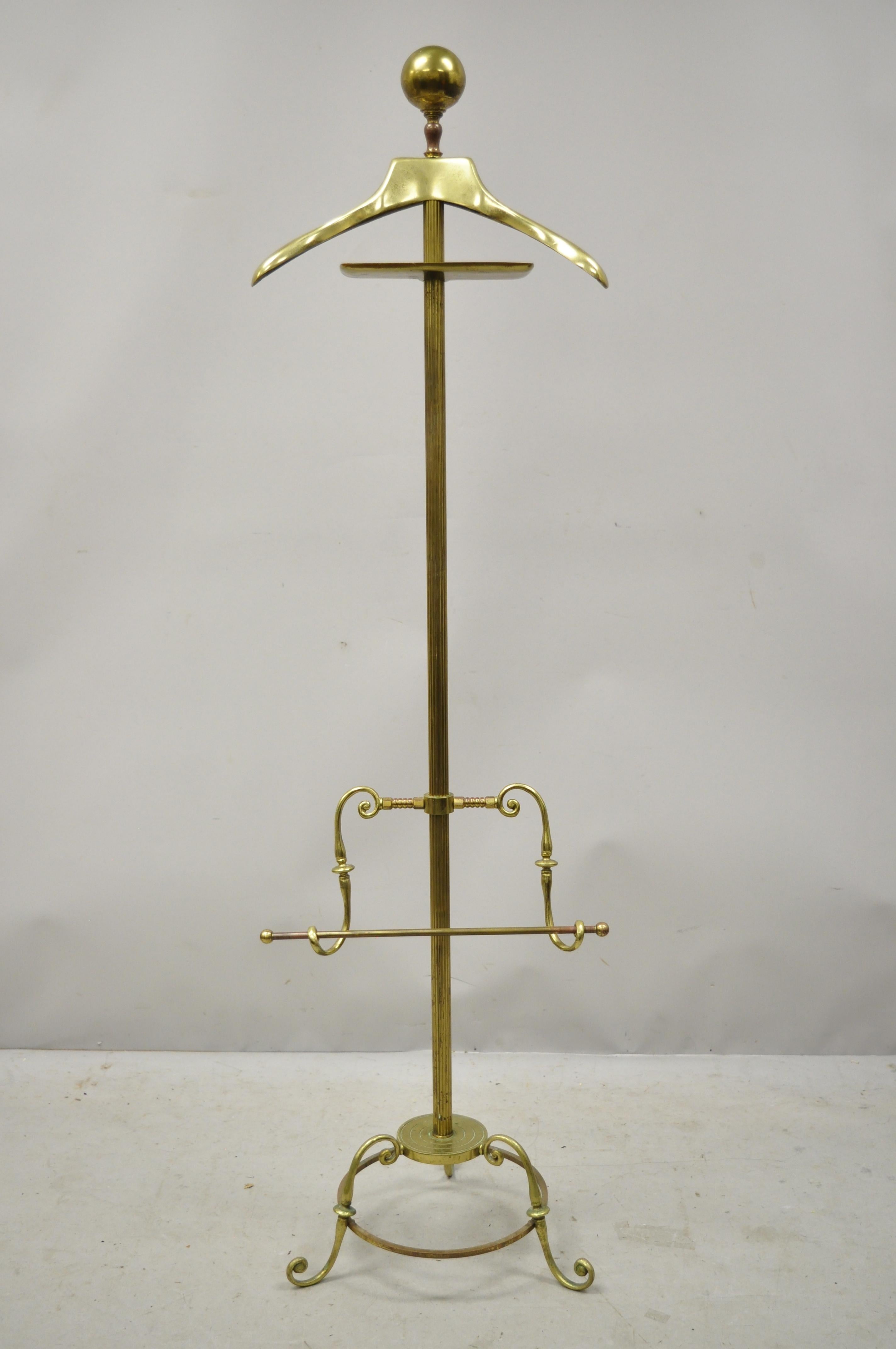 Vintage Glo-Mar Brass Cannonball Art Deco Gentlemans Suit Clothing Valet Stand 2