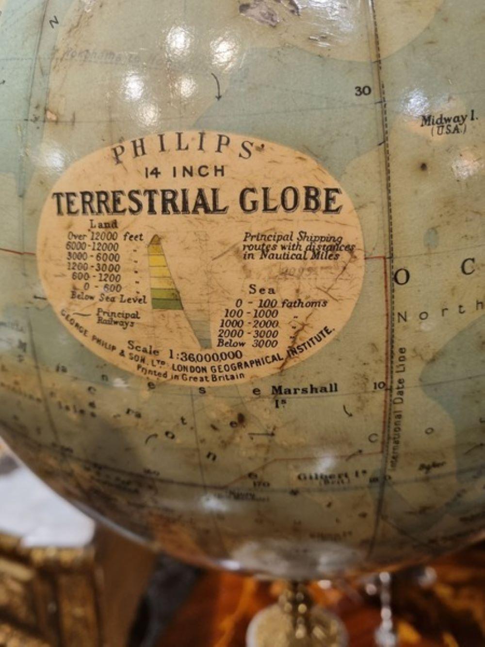 14 inch terrestrial Globe on a stylish onyx base
This Desktop Globe Dates C1920s to C1930s 
Minor Signs of wear and Tear 
