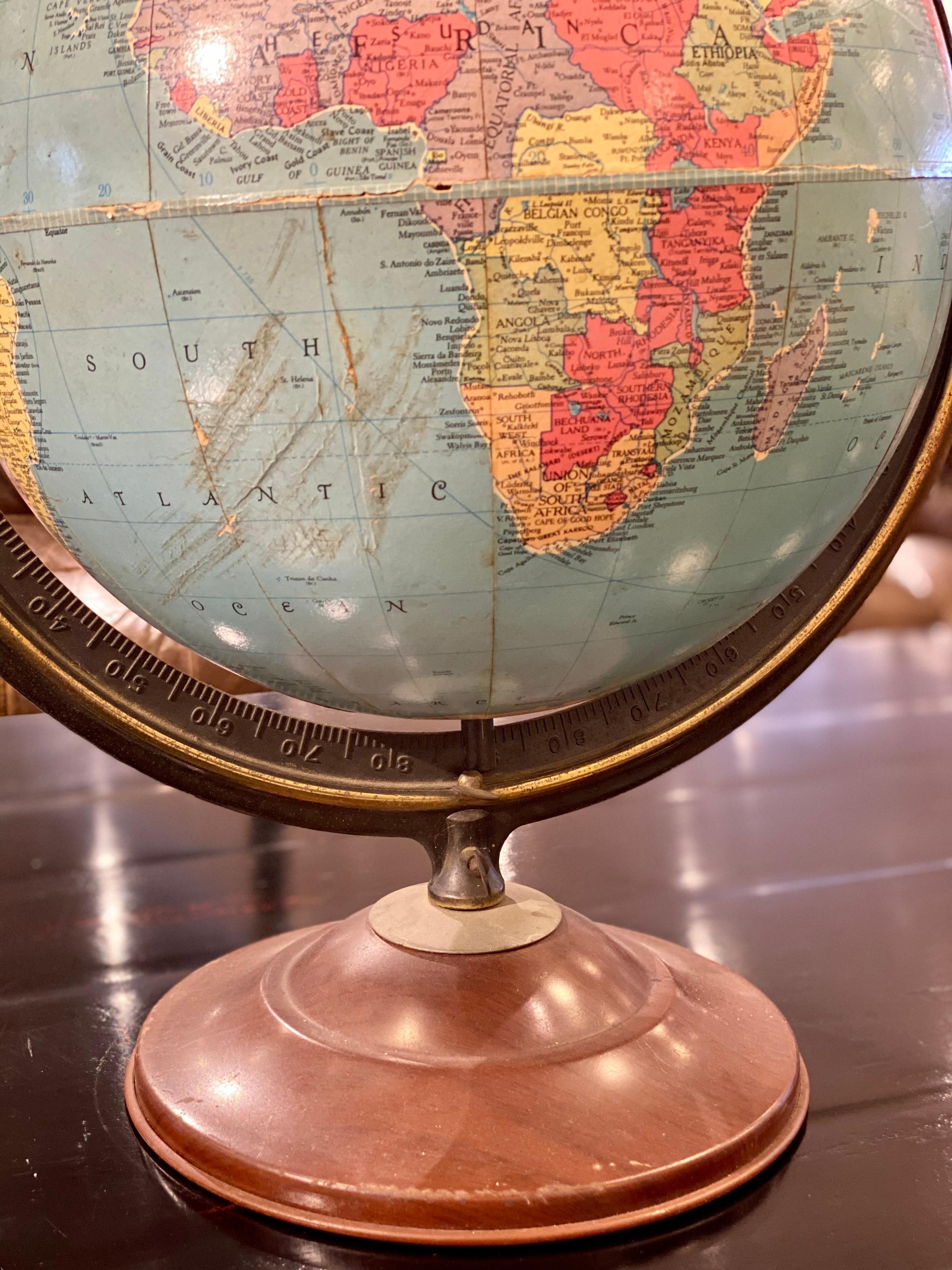 Globe terrestre vintage Bon état à Bridgehampton, NY