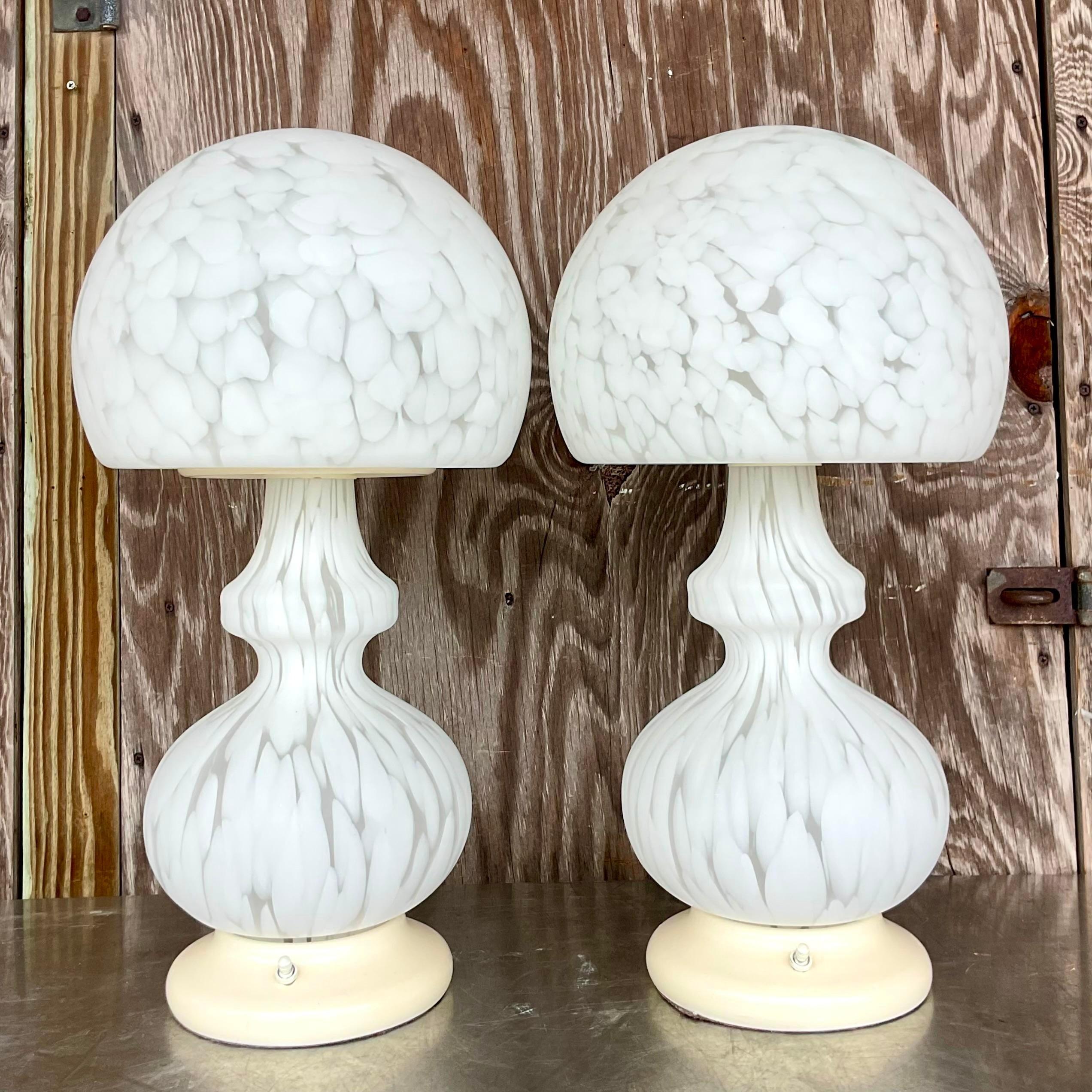Italian Vintage Globe Lamps After Murano for Someroso for Laurel Lighting - a Pair For Sale