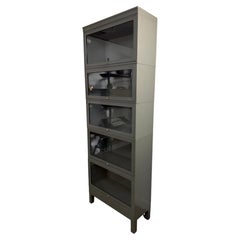 Vintage Globe-Wernicke Industrial Steel Barrister Bookcase, Five Stack