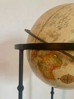 Vintage Globe with Wrought Iron Stand