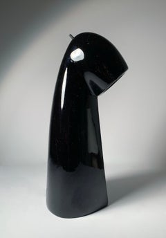 Vintage Gloss Black Abstract Figural Ceramic Table / Desk Lamp